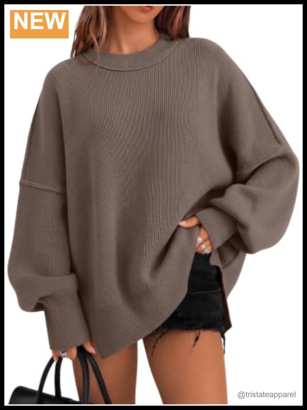 Oversized Crewneck Pullover Sweater Tunic Long Sleeve Fall Winter Clothes